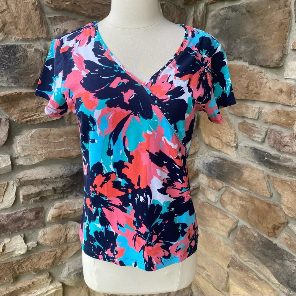 Ruby Rd. Embellished Short Sleeve Top - Picture 3 of 16